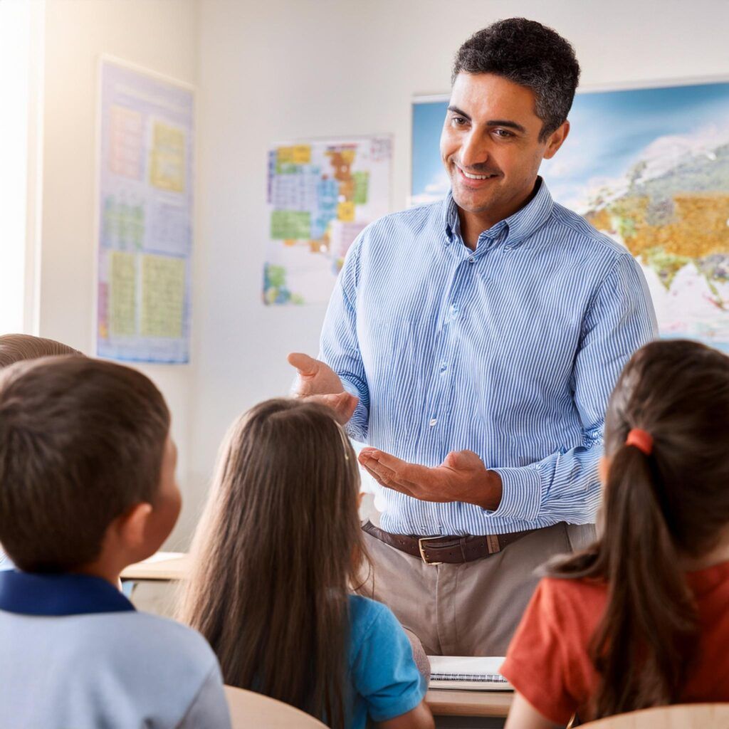 Profesor con alumnos