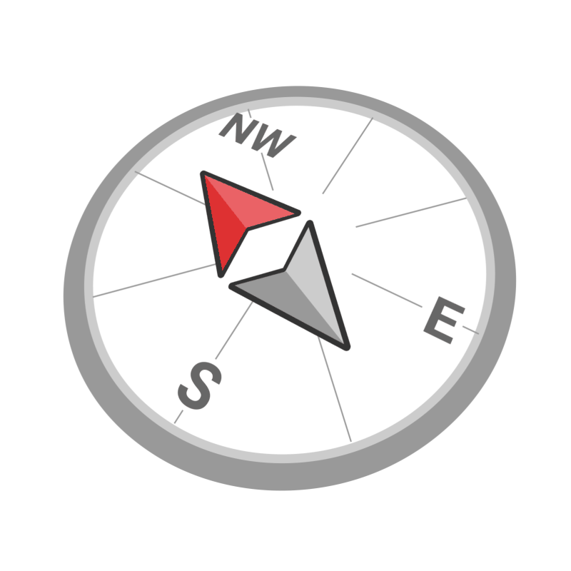Logotipo del GEG Noroeste que es una brújula que se mueve hacia las letras NW.